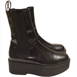 Staud Palamino Black Patent Leather Platform Chelsea Boots Size EU 41/ US 11
